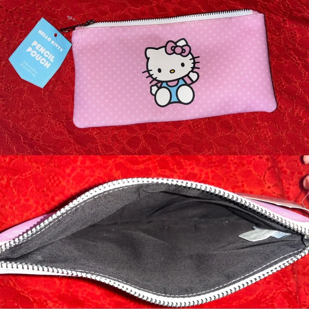 Hello Kitty Pink and White Zipper Pouch